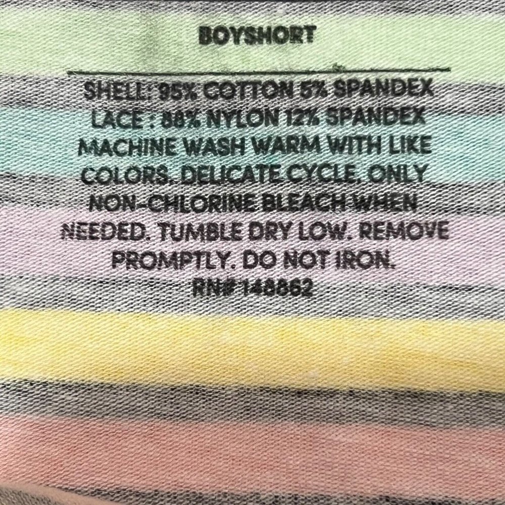 NWT TORRID Boyshort Pantie 2X Black Lace Multicolor Jersey Stripes - Picture 3 of 4